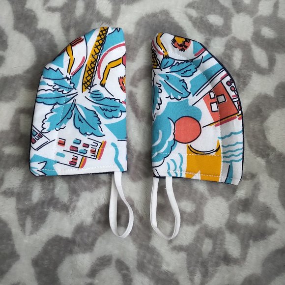 NWOT homemade pot holders beach seaside abstract denim lined - Picture 1 of 3